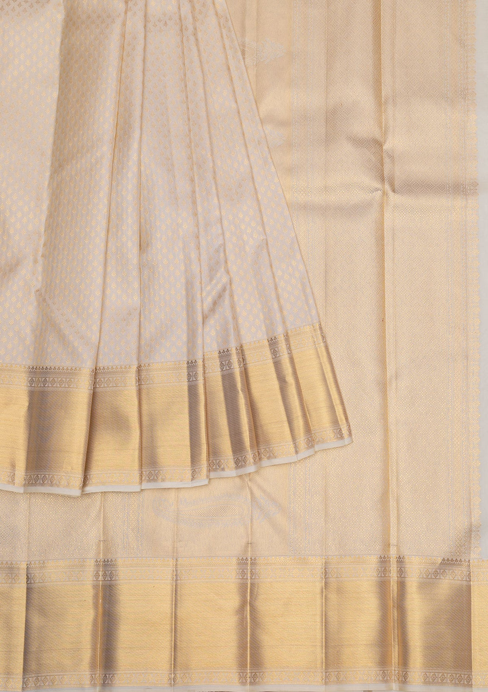 Off White Gold Zariwork Pure Silk Saree - Koskii