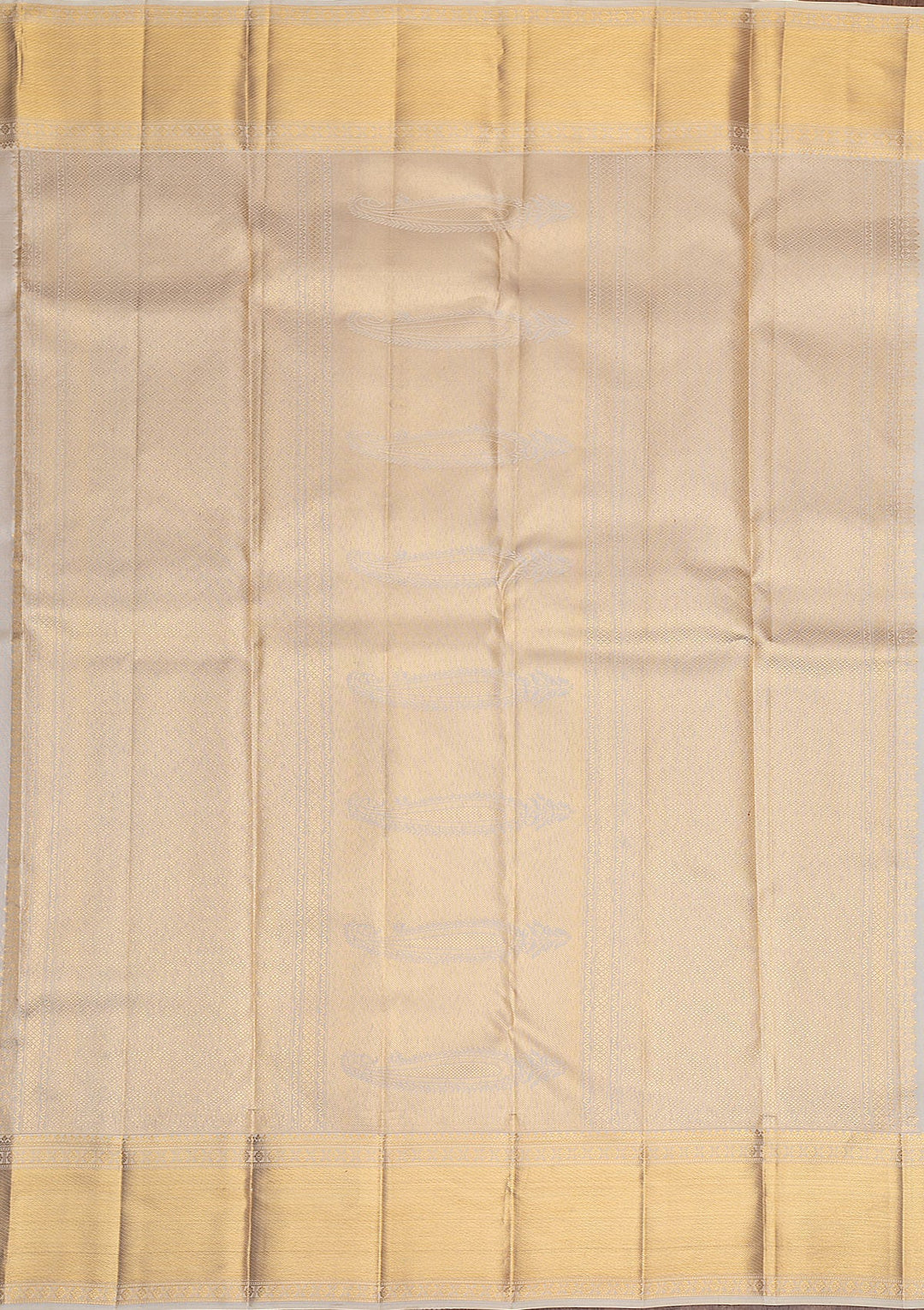 Off White Gold Zariwork Pure Silk Saree - Koskii