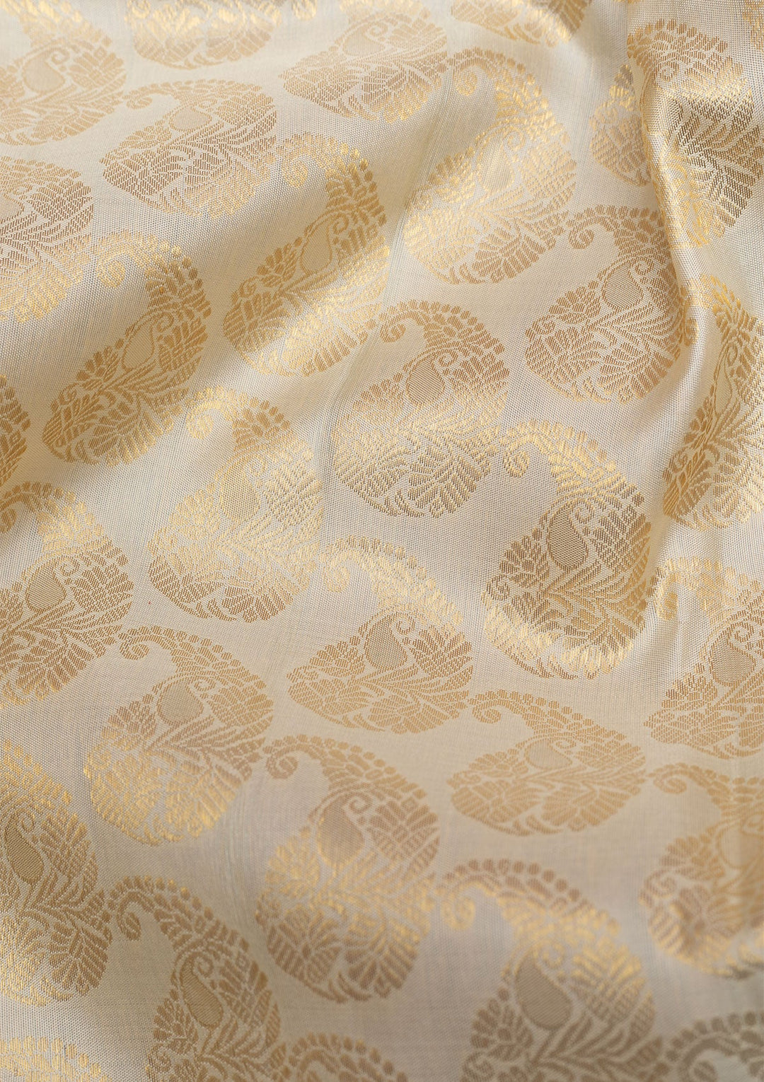 Off White Gold Zariwork Pure Silk Saree - Koskii