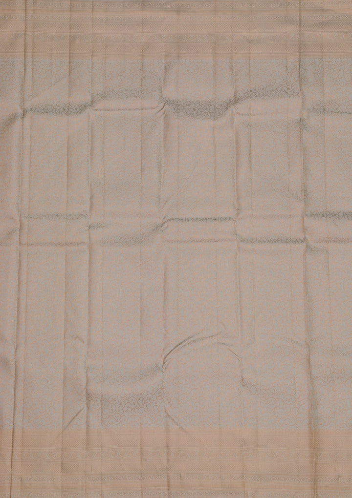 Off White Zariwork Pure Silk Saree-Koskii