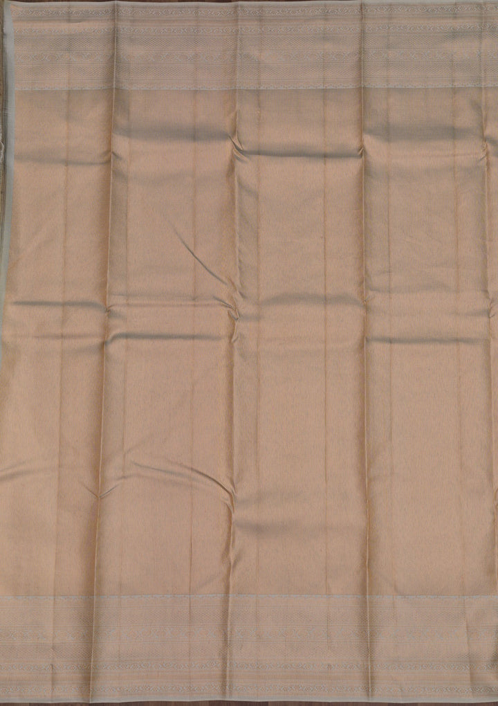 Off White Zariwork Pure Silk Saree-Koskii