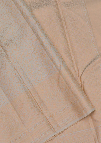 Off White Zariwork Pure Silk Saree-Koskii