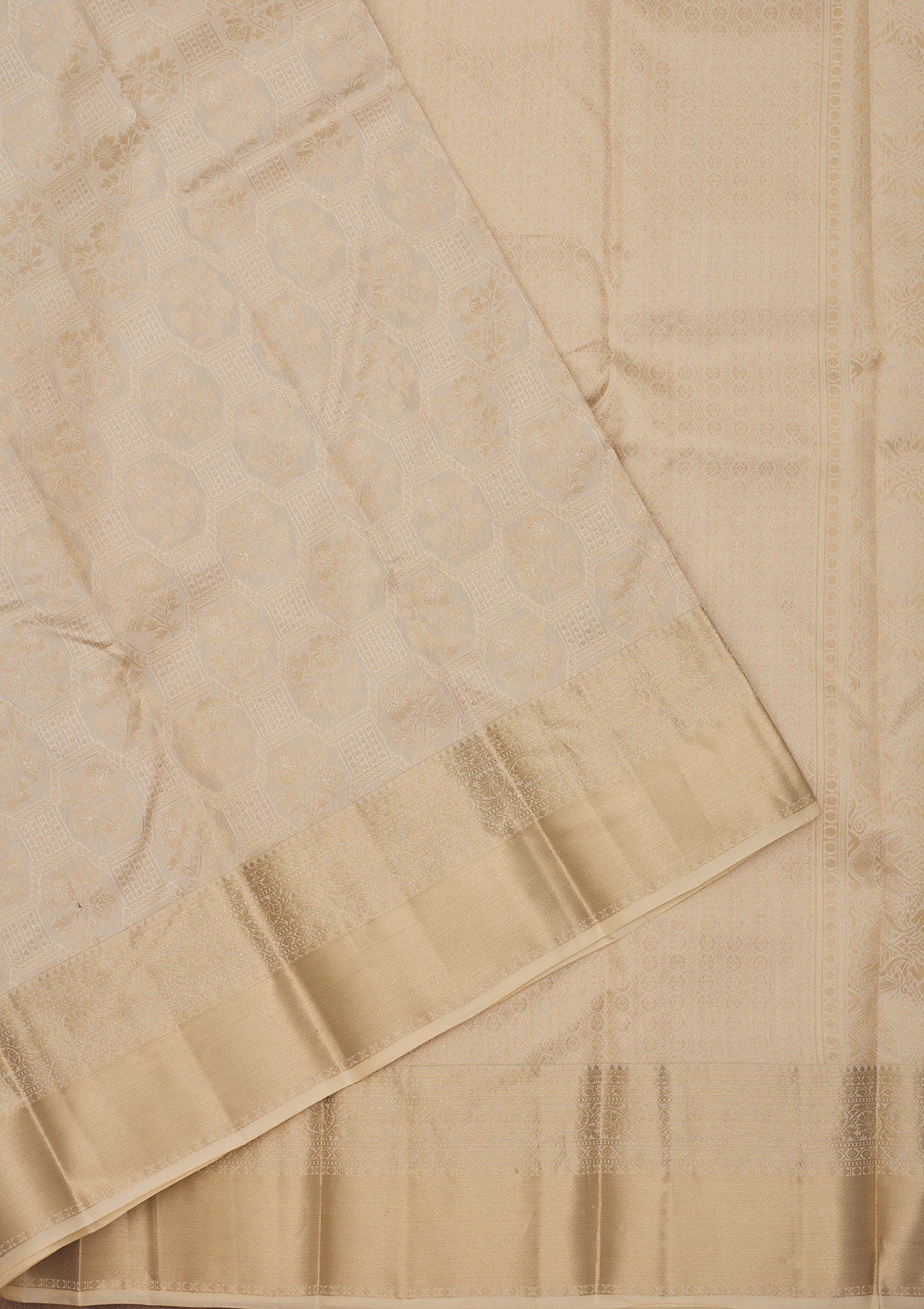 Off White Zariwork Pure Silk Saree