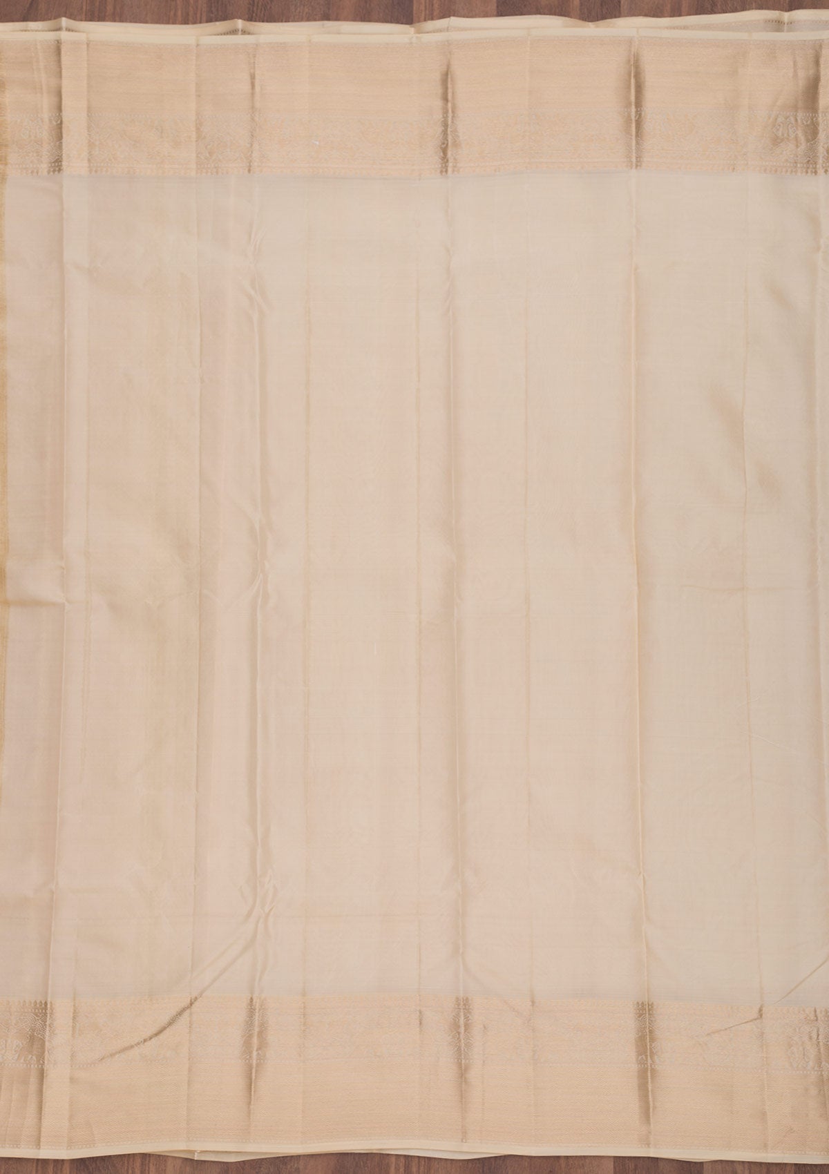 Off White Zariwork Pure Silk Saree-Koskii