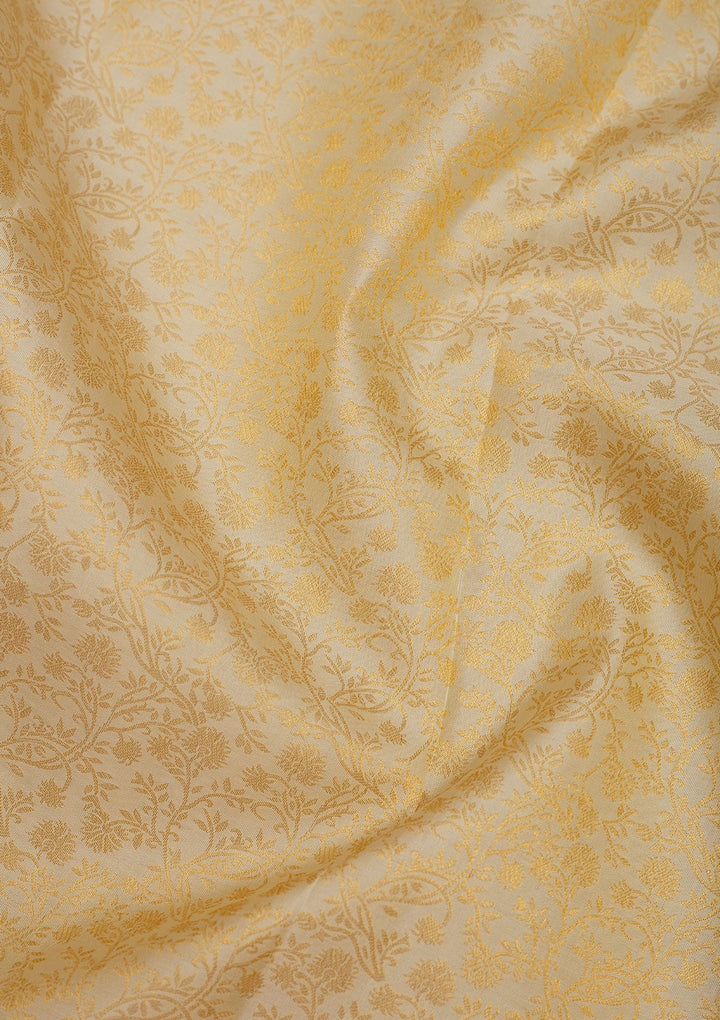 Off White Zariwork Pure Silk Saree-Koskii
