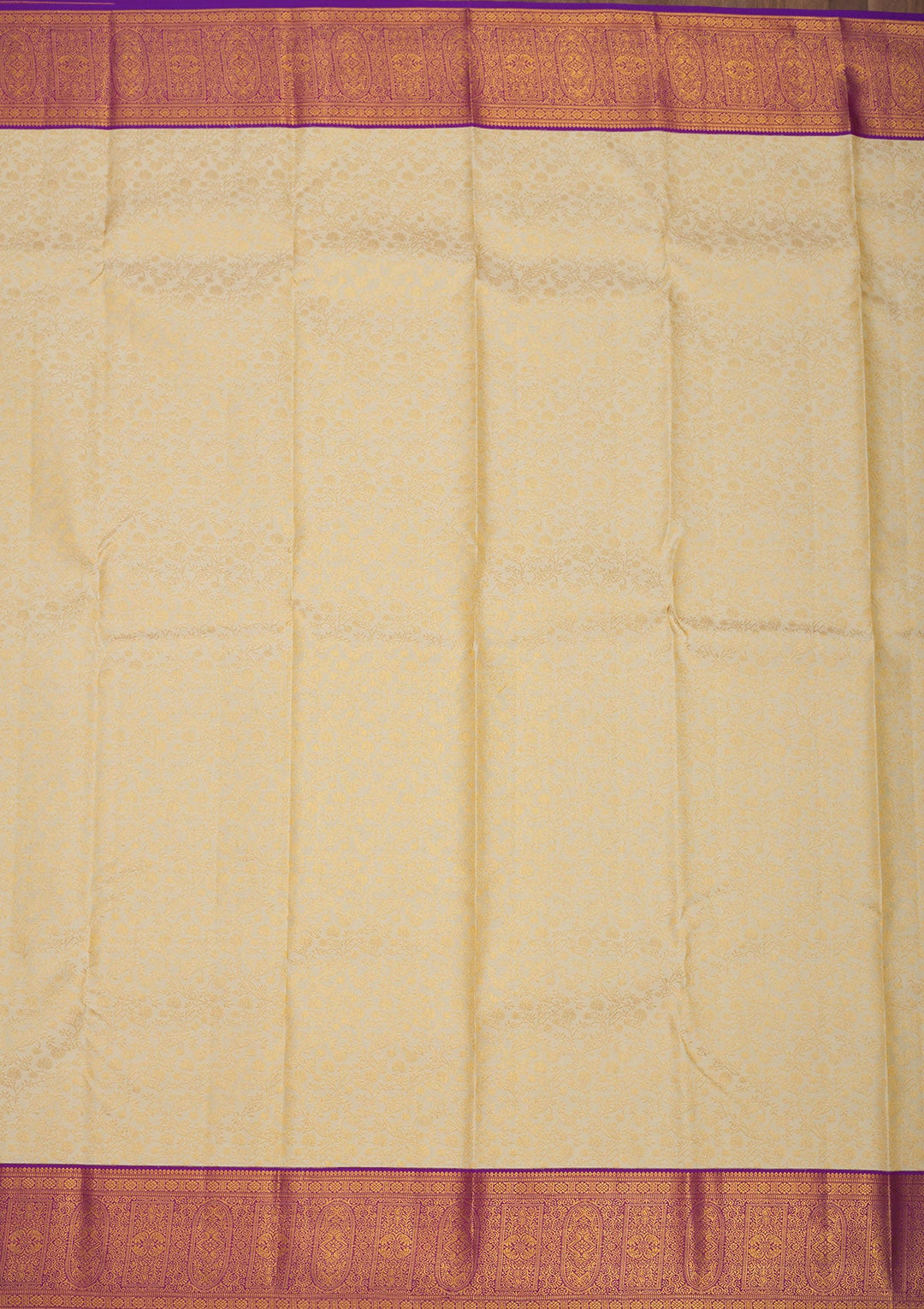Off White Zariwork Pure Silk Saree-Koskii