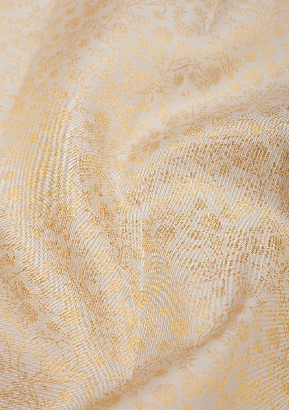 Off White Zariwork Pure Silk Saree-Koskii