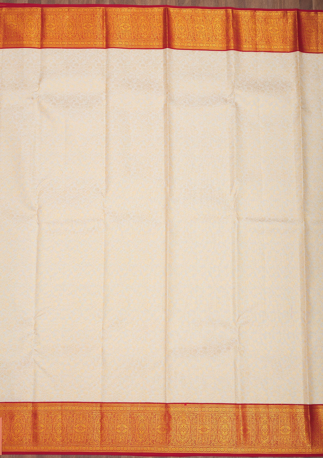 Off White Zariwork Pure Silk Saree-Koskii