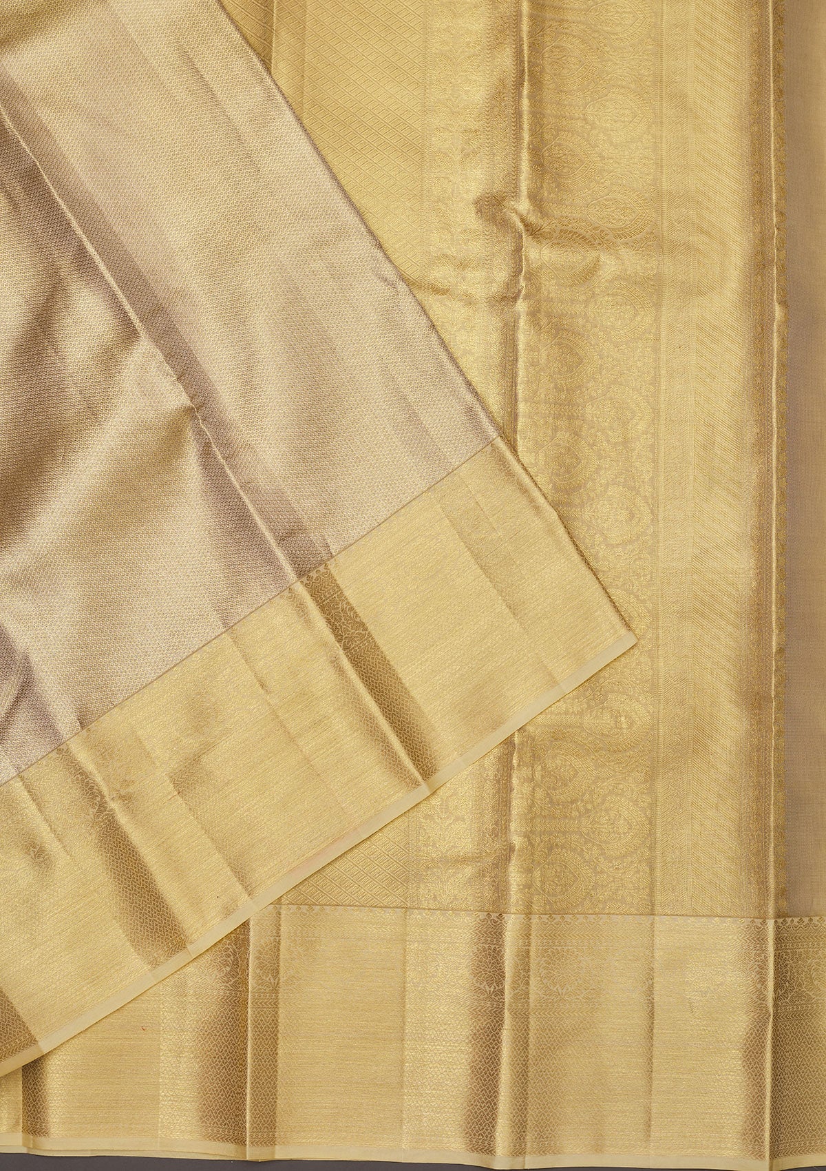 Off White Zariwork Pure Silk Saree-Koskii