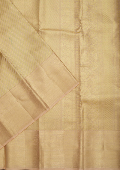 Off White Zariwork Pure Silk Saree-Koskii