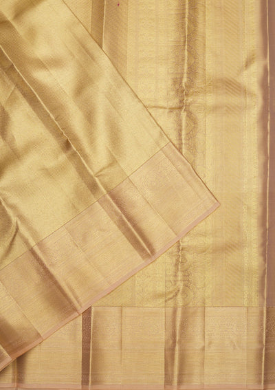 Off White Zariwork Pure Silk Saree-Koskii