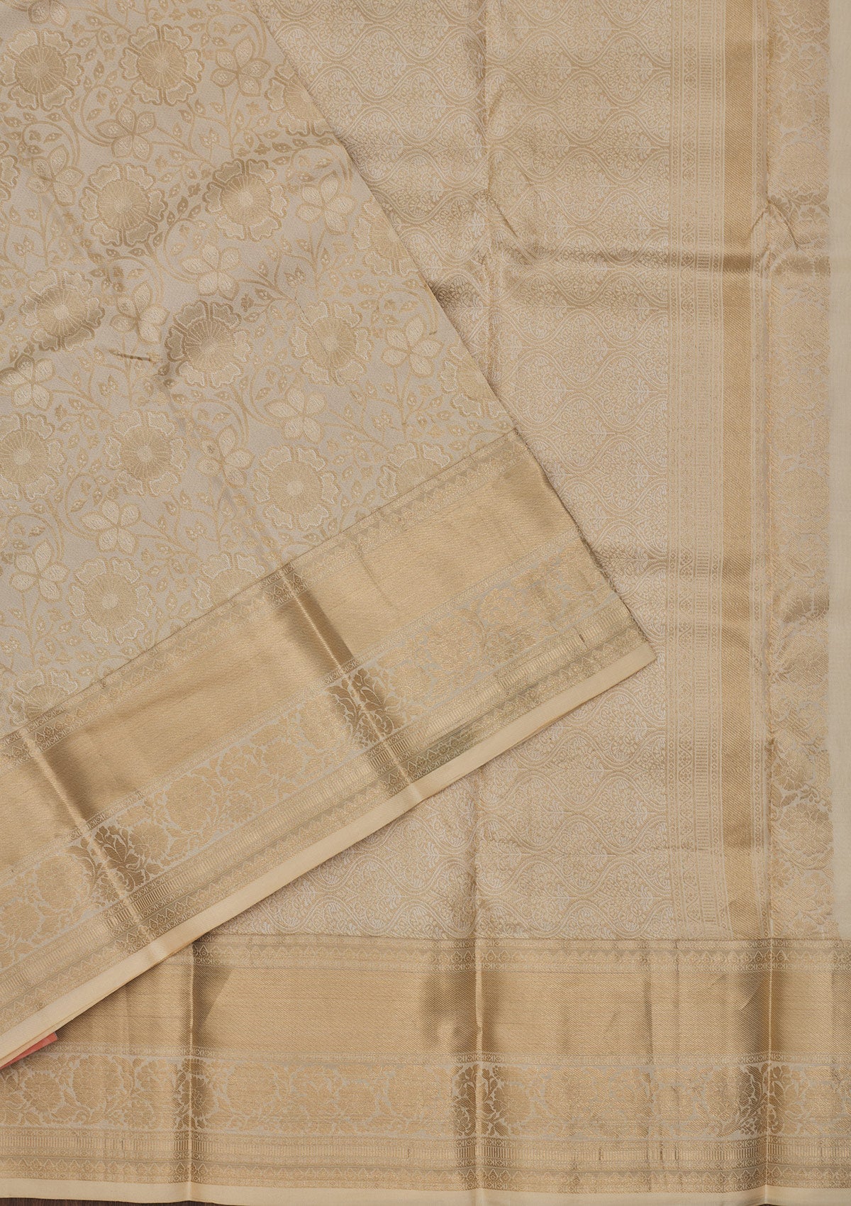 Off White Zariwork Pure Silk Saree