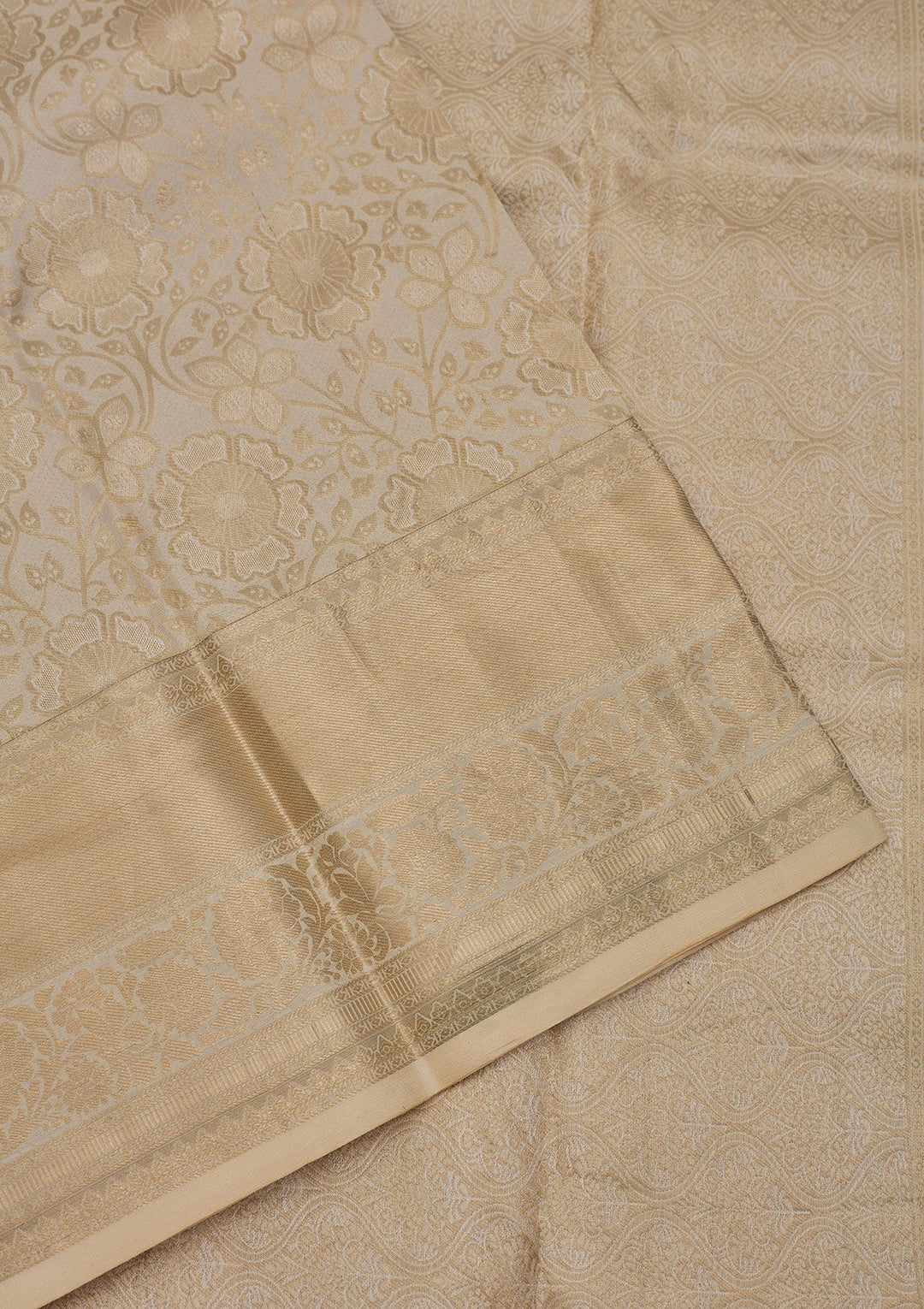 Off White Zariwork Pure Silk Saree