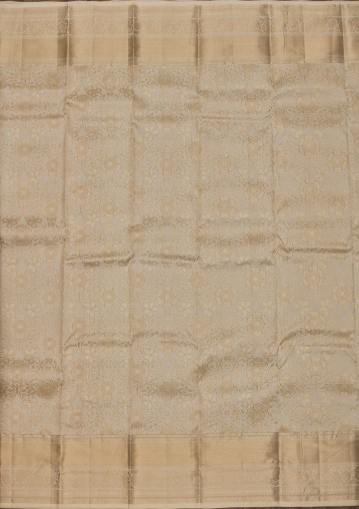 Off White Zariwork Pure Silk Saree