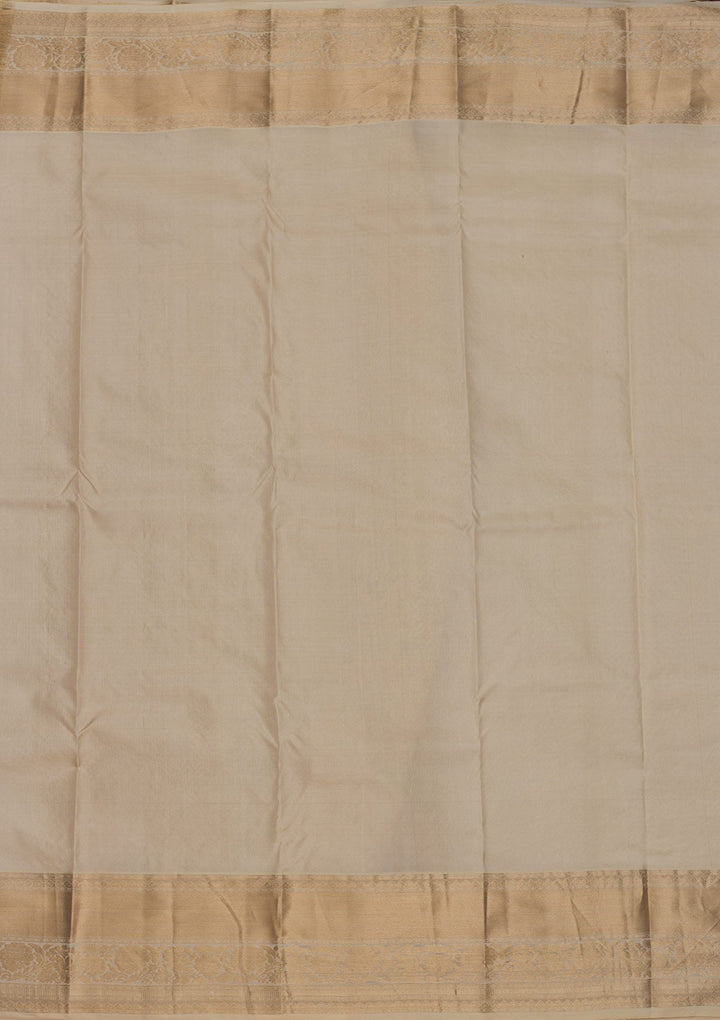 Off White Zariwork Pure Silk Saree