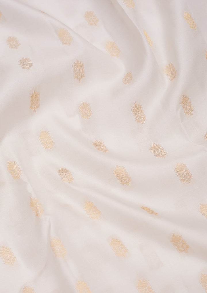 Off White Zariwork Pure Silk Saree