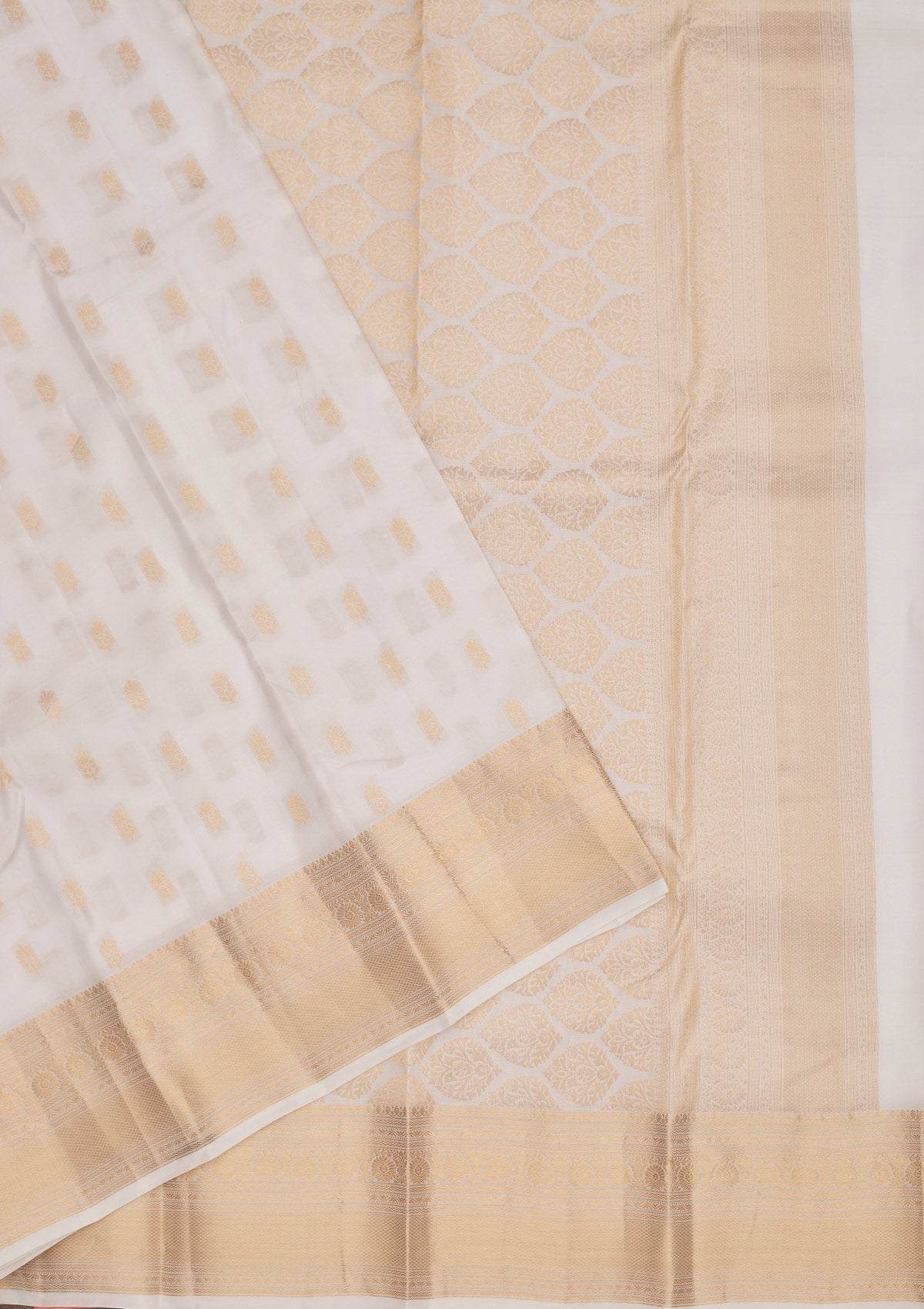 Off White Zariwork Pure Silk Saree