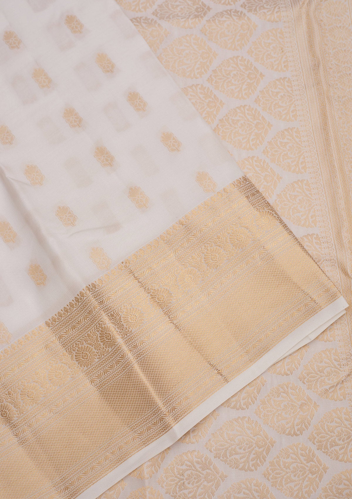 Off White Zariwork Pure Silk Saree