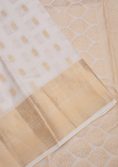 Off White Zariwork Pure Silk Saree
