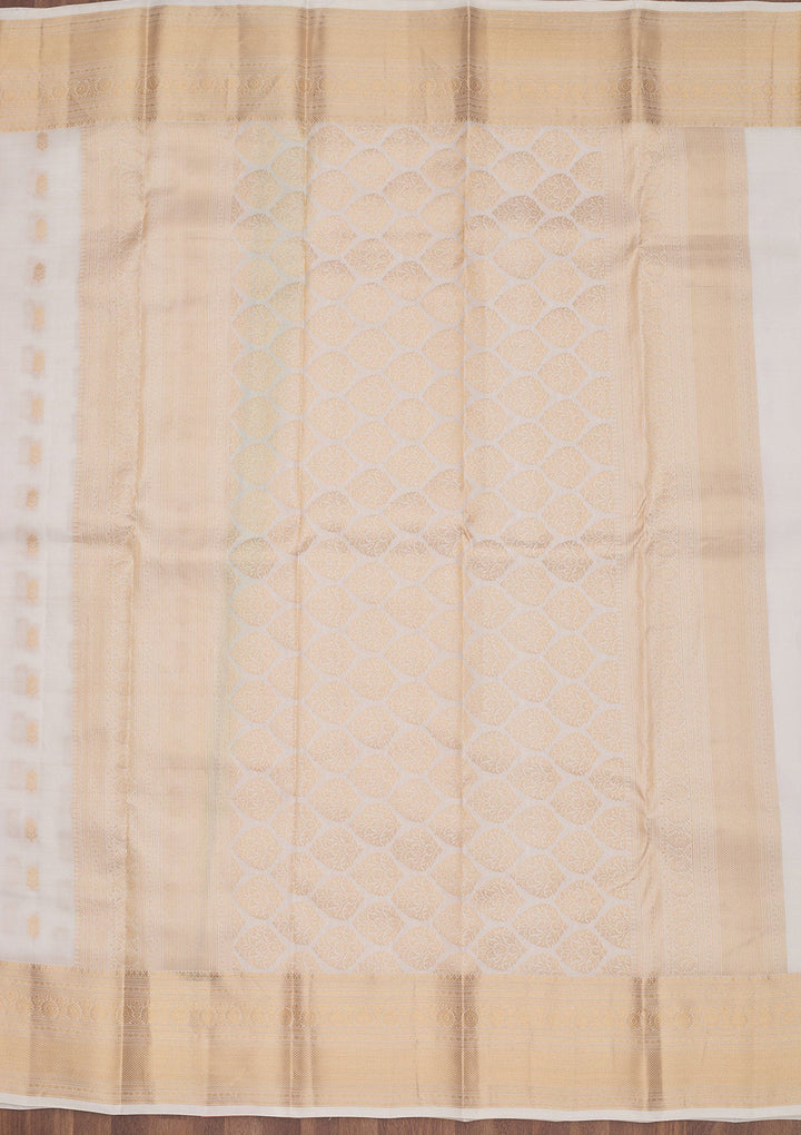 Off White Zariwork Pure Silk Saree