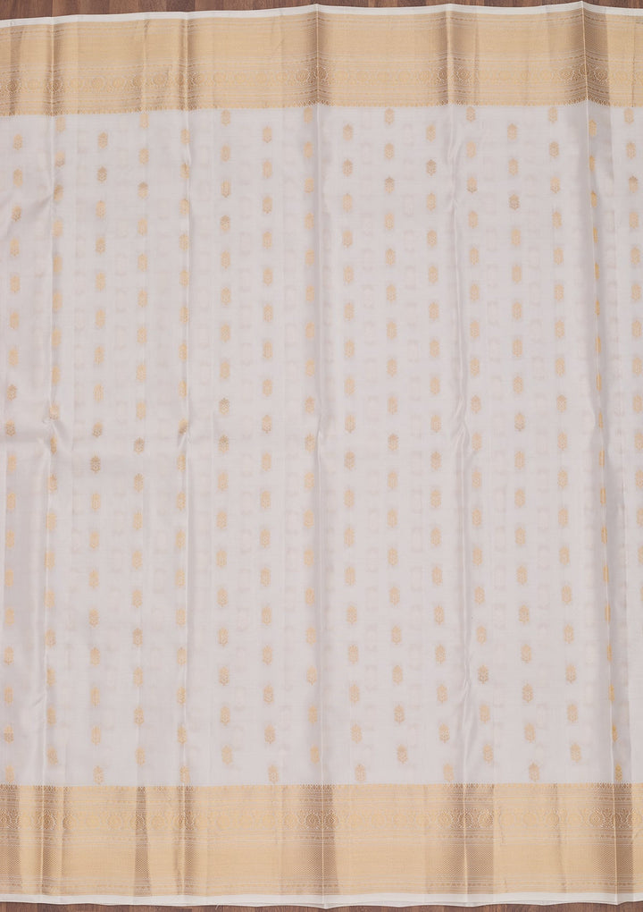 Off White Zariwork Pure Silk Saree
