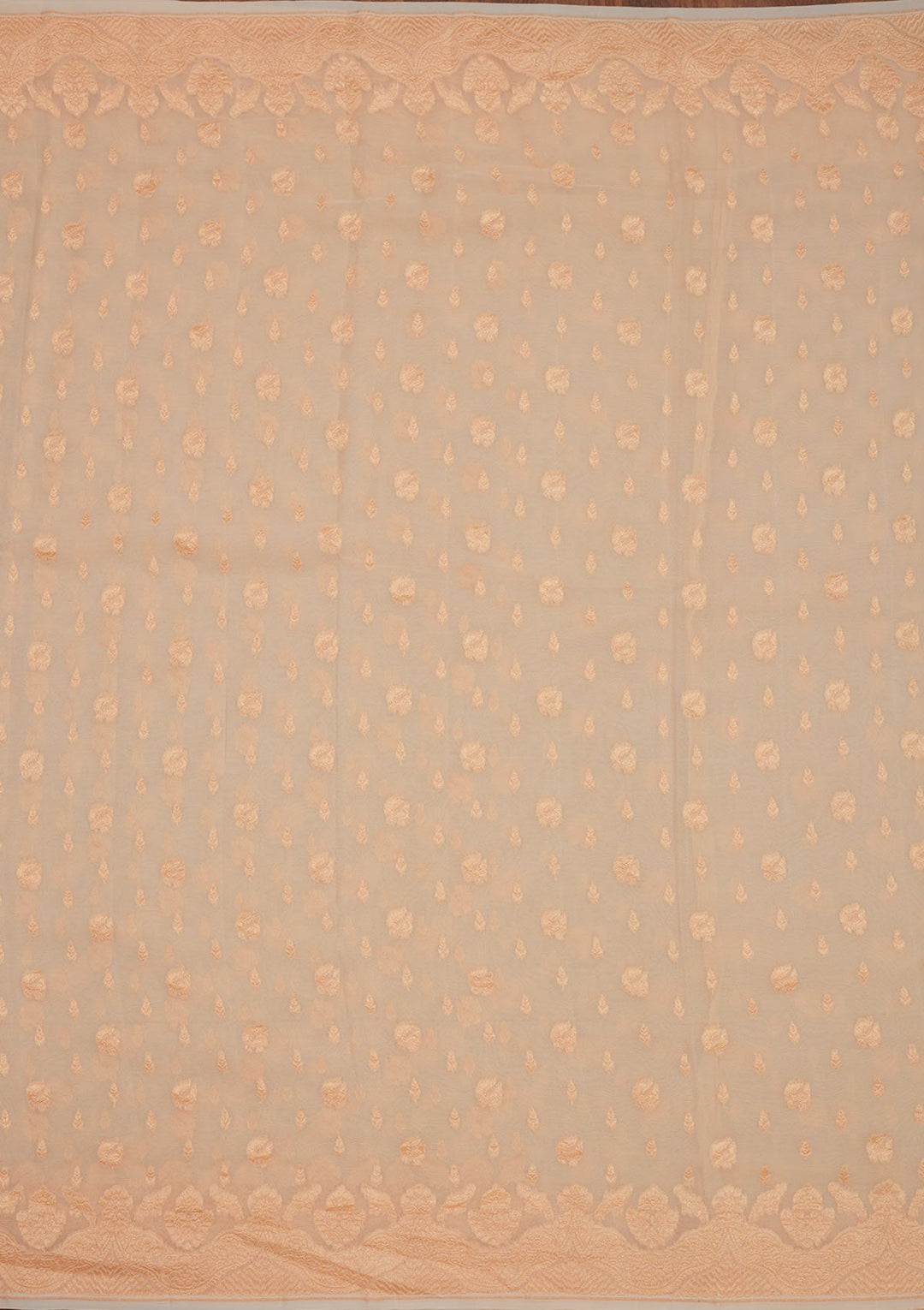 Off White Zariwork Pure Silk Saree-Koskii
