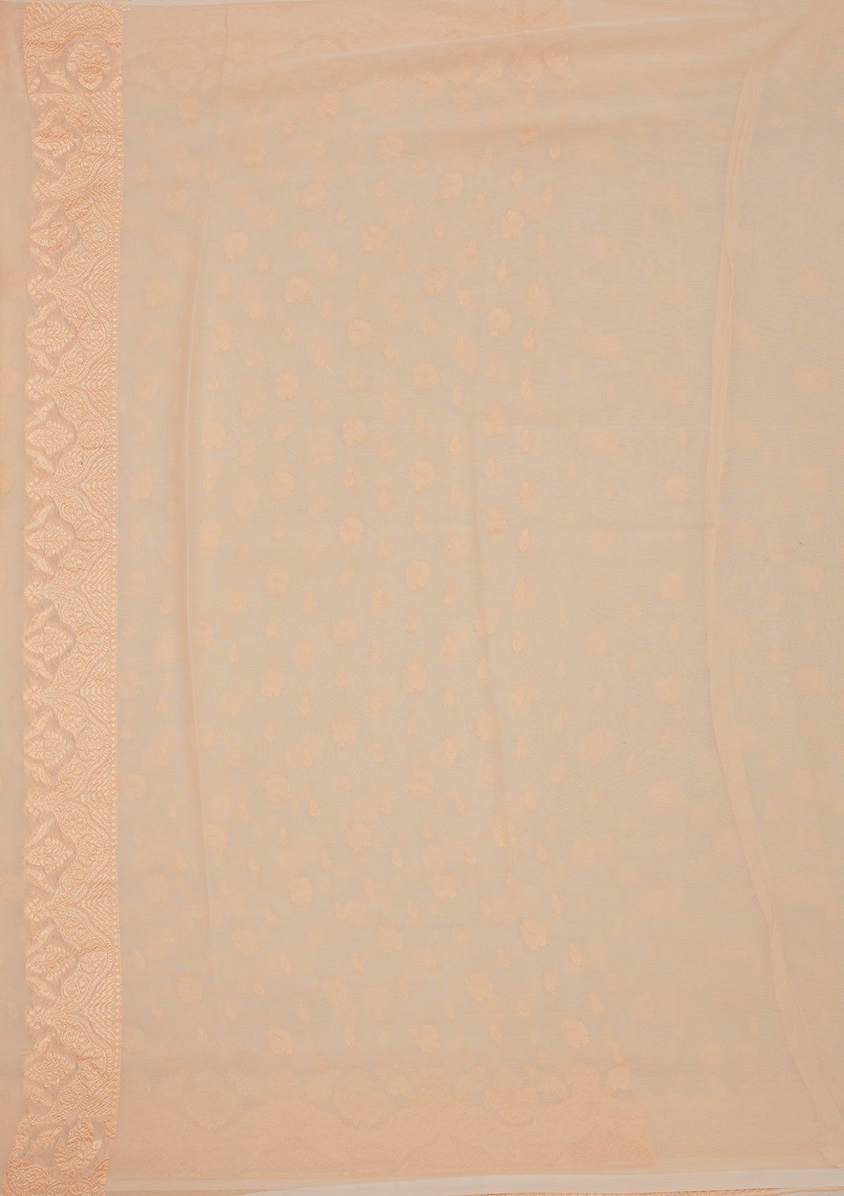 Off White Zariwork Pure Silk Saree-Koskii