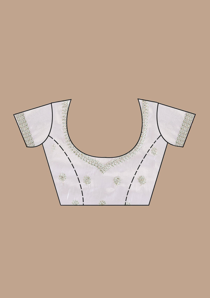 Off White Zariwork Tissue Saree-Koskii