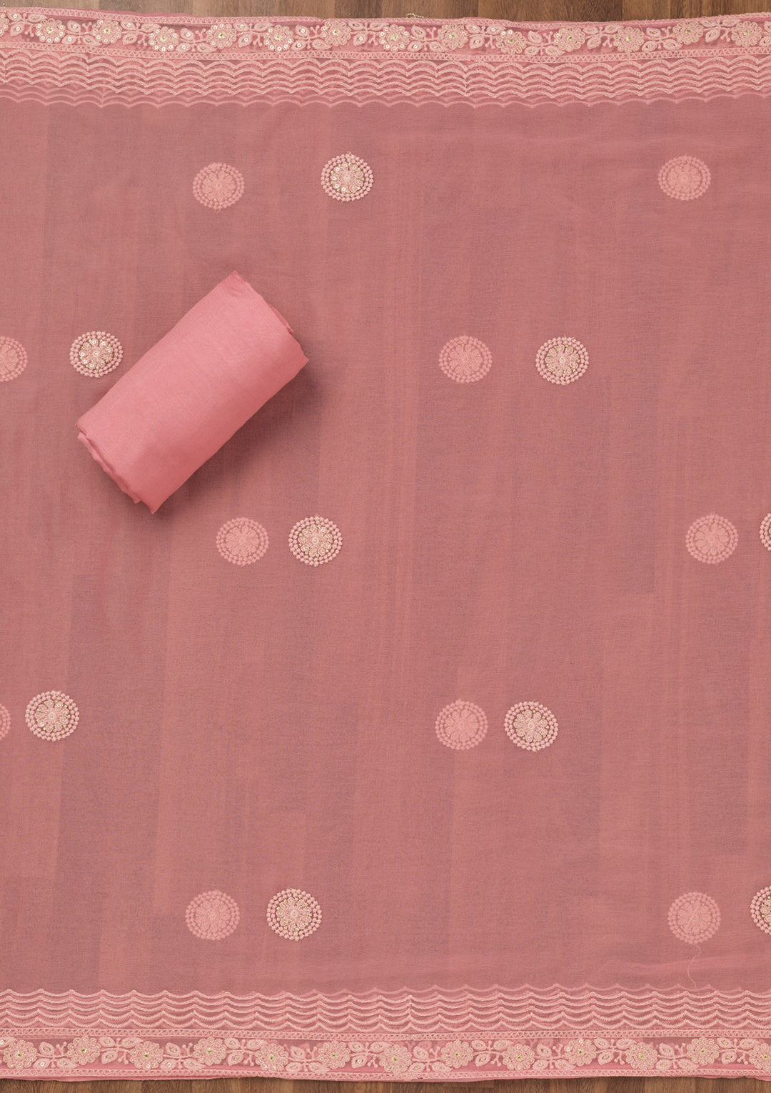 Onion Pink Chikankari Georgette Unstitched Salwar Suit