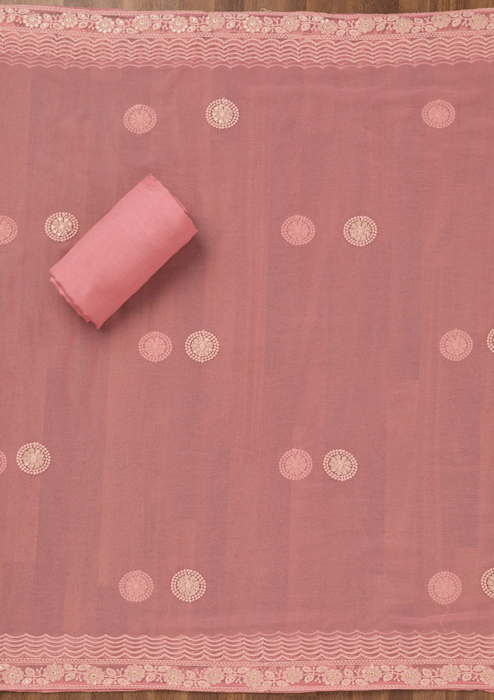 Onion Pink Chikankari Georgette Unstitched Salwar Suit