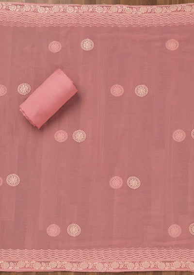 Onion Pink Chikankari Georgette Unstitched Salwar Suit