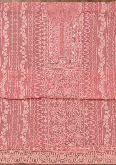 Onion Pink Chikankari Georgette Unstitched Salwar Suit