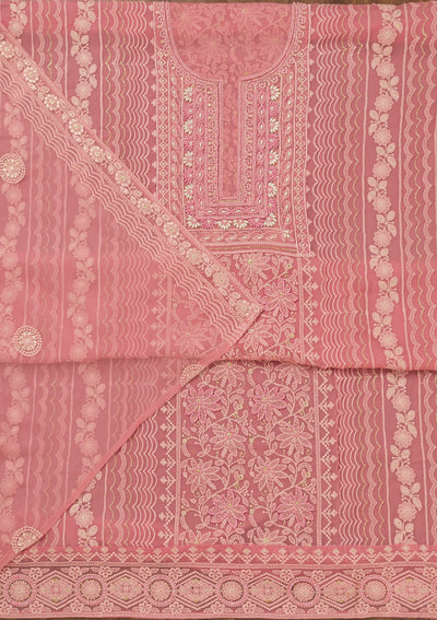 Onion Pink Chikankari Georgette Unstitched Salwar Suit