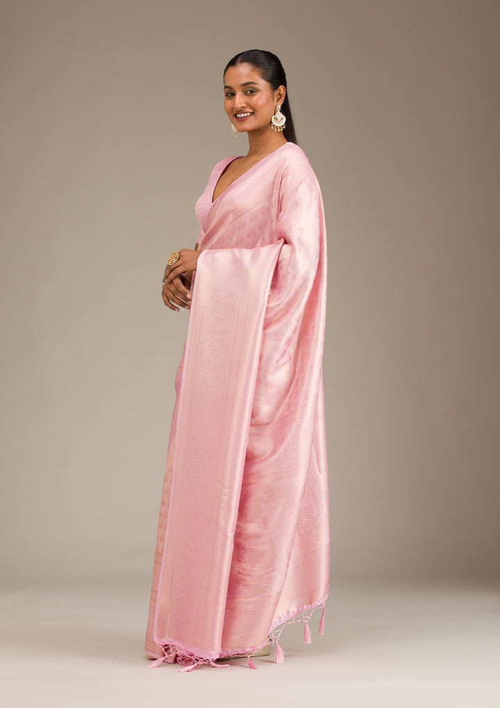 Onion Pink Plain Art Silk Saree