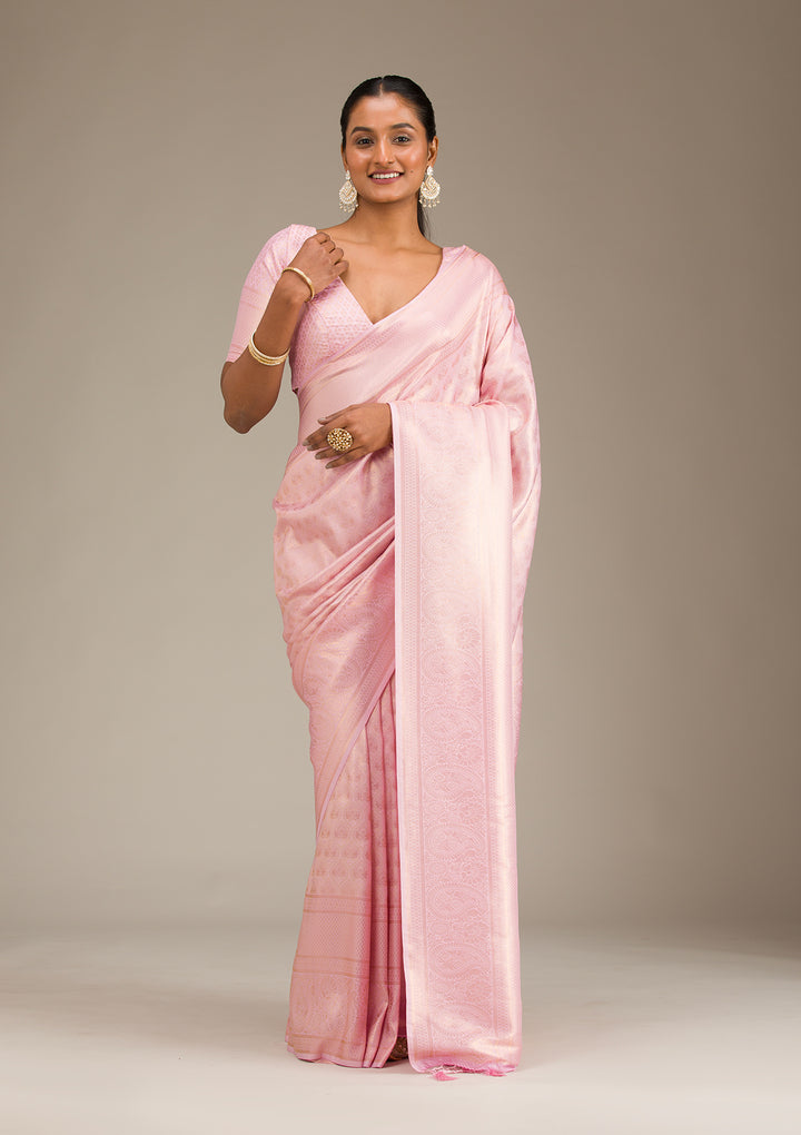 Onion Pink Plain Art Silk Saree