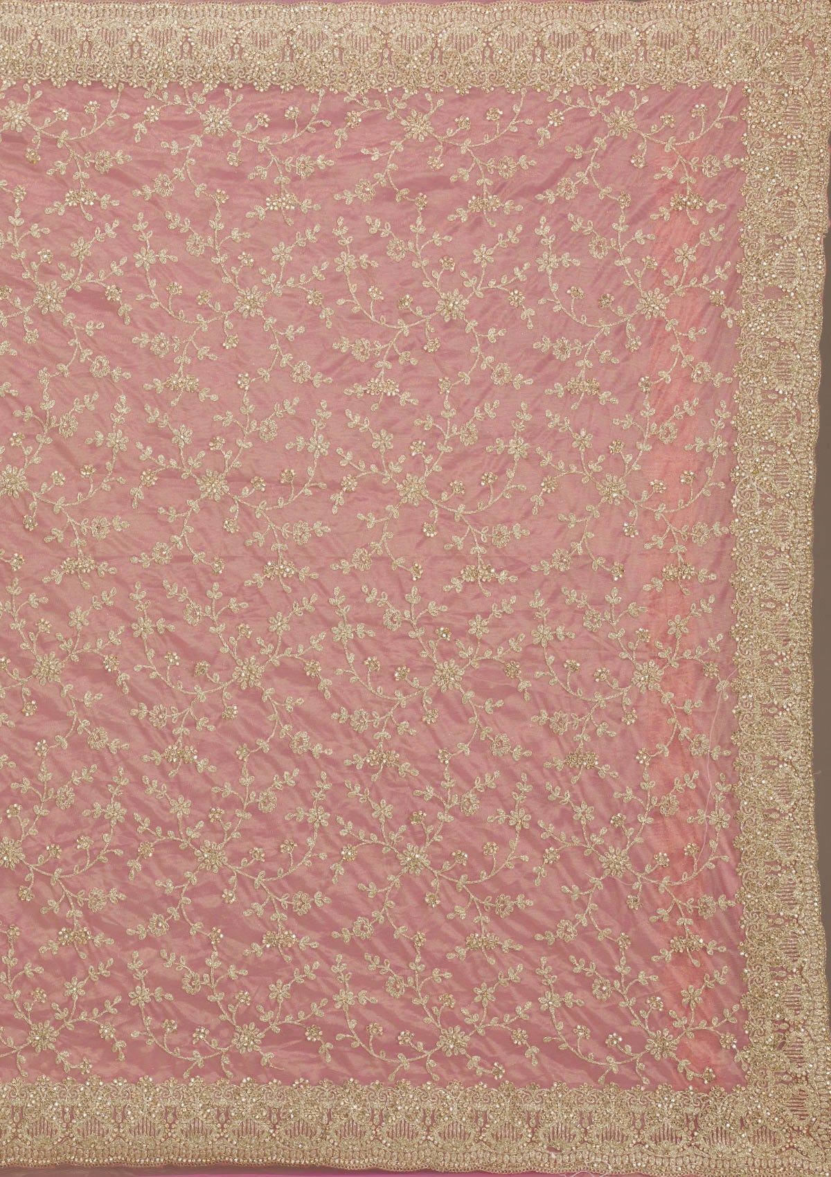 Onion Pink Sequins Tissue Saree