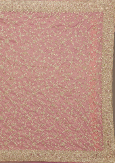 Onion Pink Sequins Tissue Saree