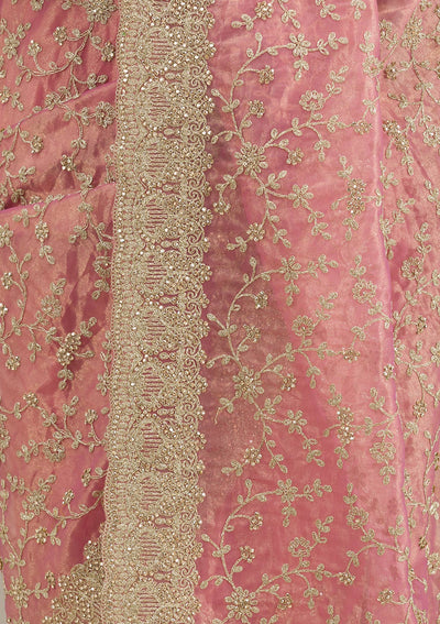Onion Pink Sequins Tissue Saree