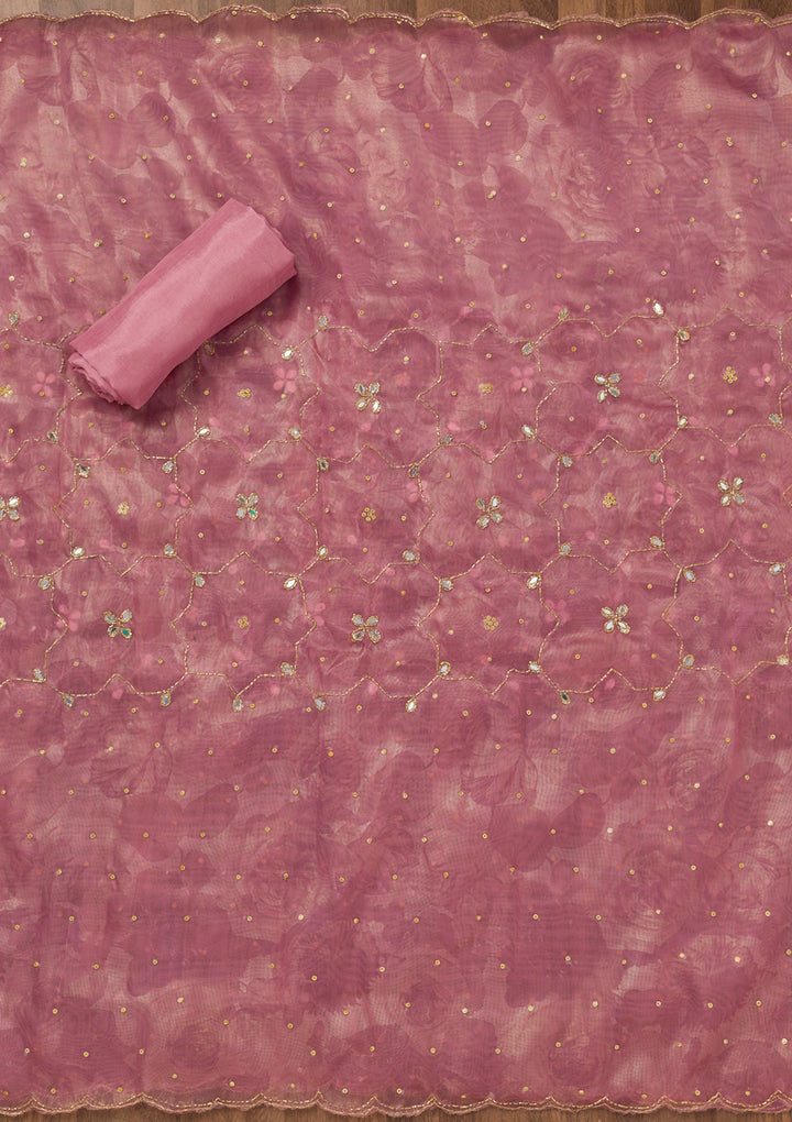 Onion Pink Stonework Tissue Unstitched Salwar Suit