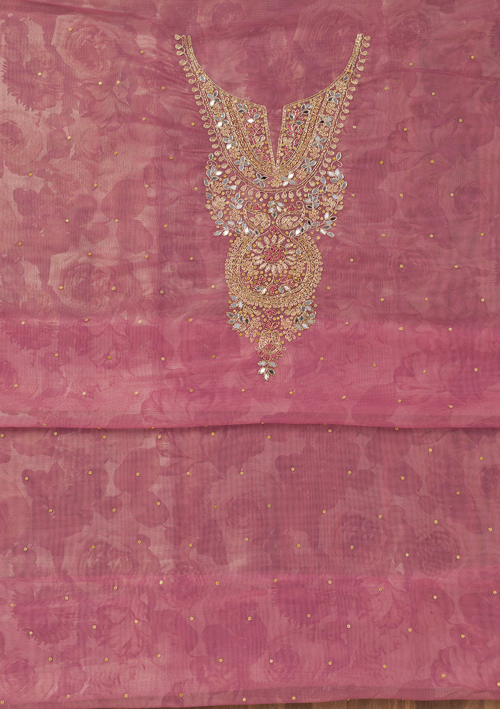 Onion Pink Stonework Tissue Unstitched Salwar Suit