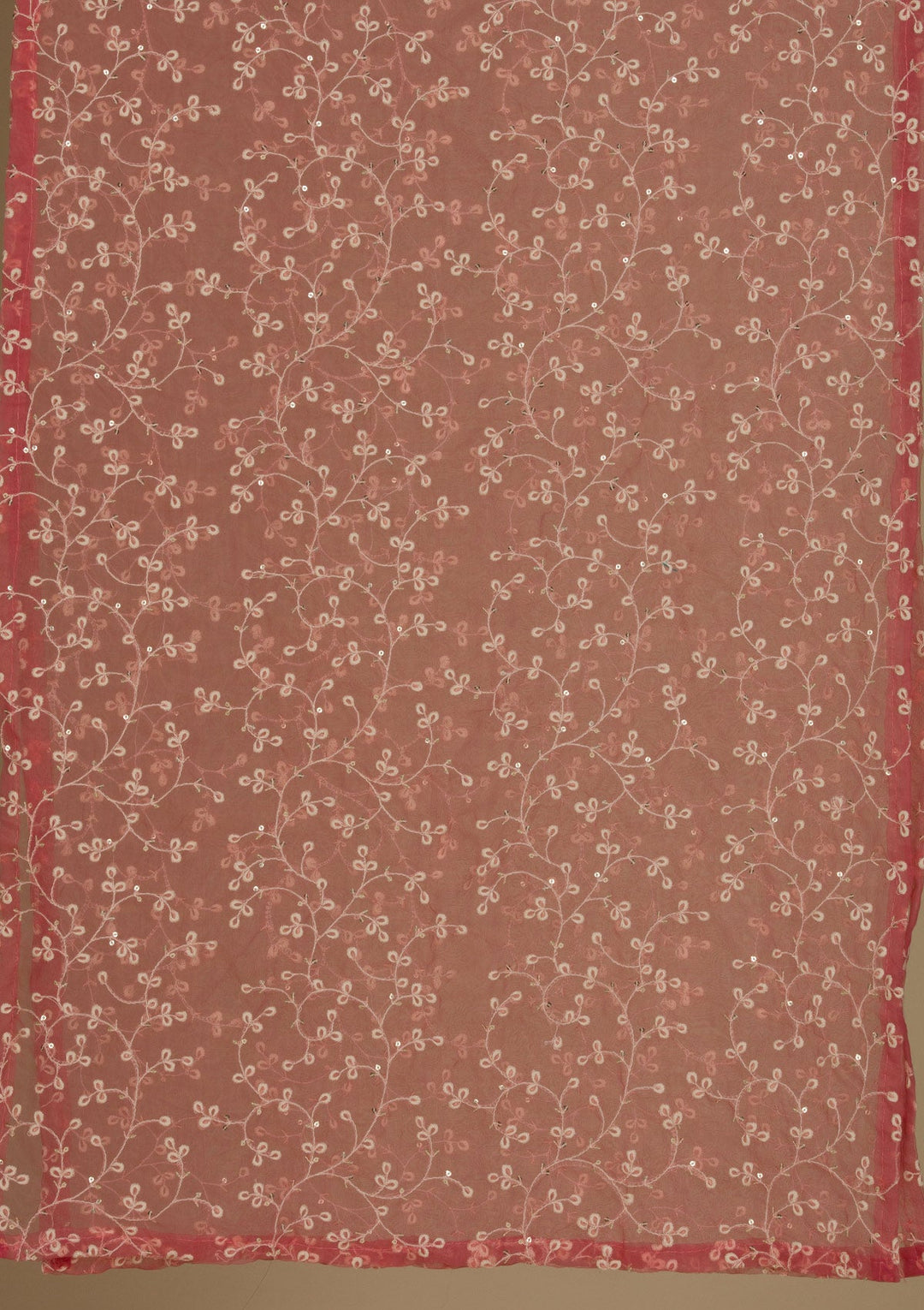 Onion Pink Threadwork Semi Crepe Readymade Salwar Suit-Koskii