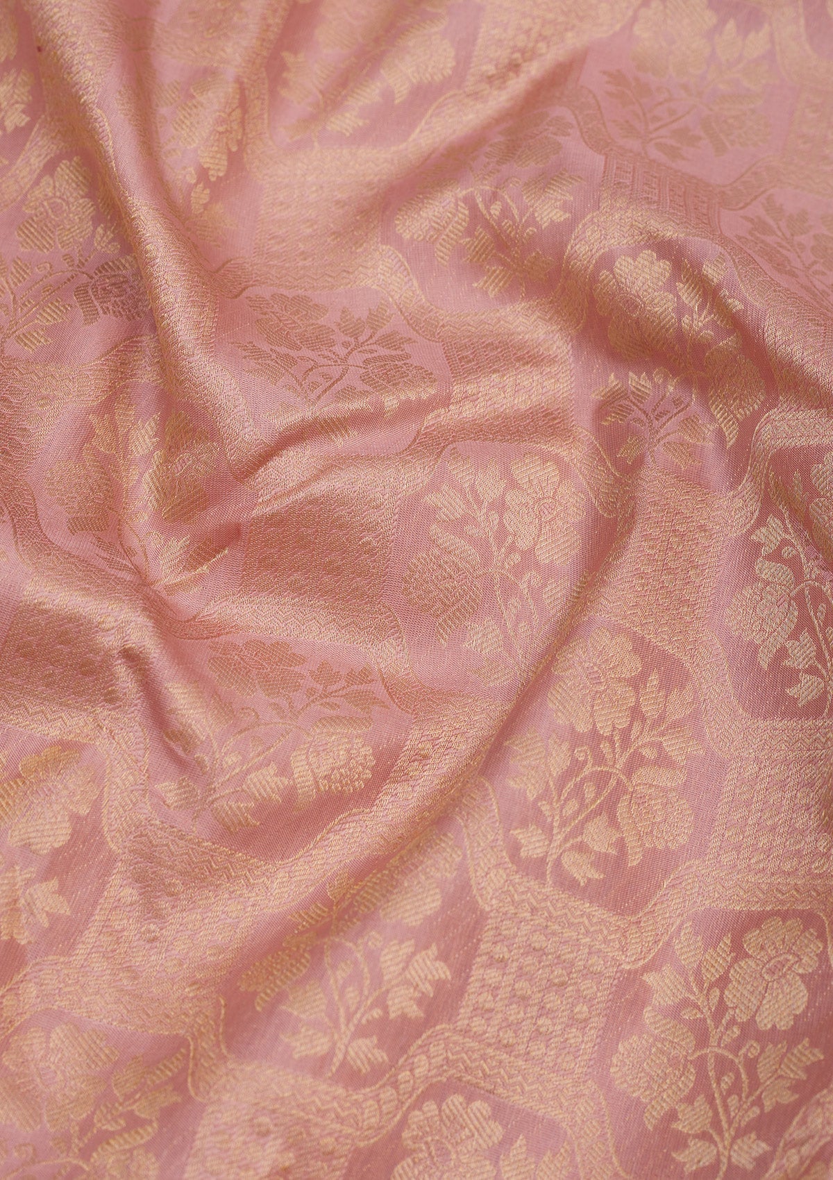 Onion Pink Zariwork Pure Silk Saree-Koskii