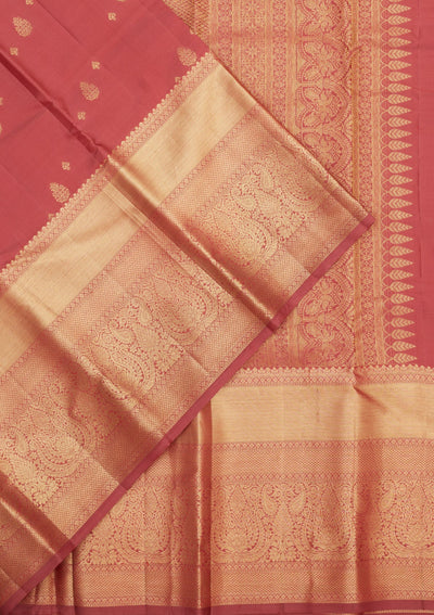 Onion Pink Zariwork Pure Silk Saree-Koskii