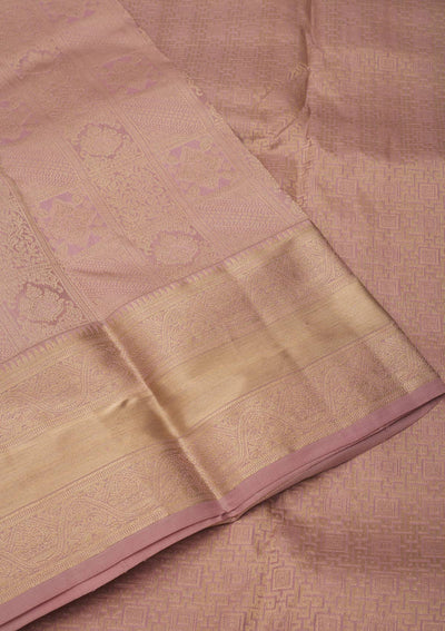 Onion Pink Zariwork Pure Silk Saree-Koskii