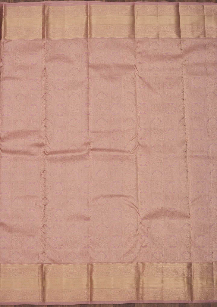Onion Pink Zariwork Pure Silk Saree-Koskii