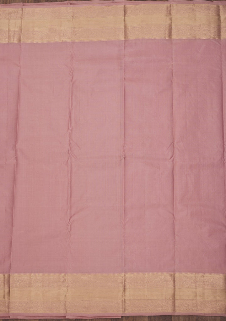 Onion Pink Zariwork Pure Silk Saree-Koskii