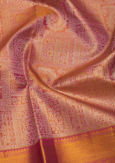 Onion Pink Zariwork Pure Silk Saree-Koskii