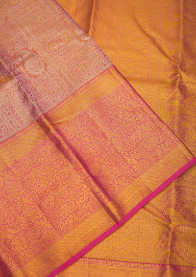 Onion Pink Zariwork Pure Silk Saree-Koskii