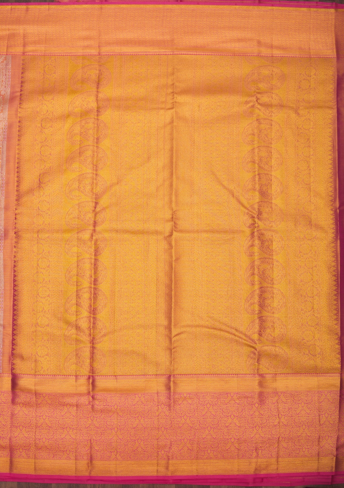 Onion Pink Zariwork Pure Silk Saree-Koskii