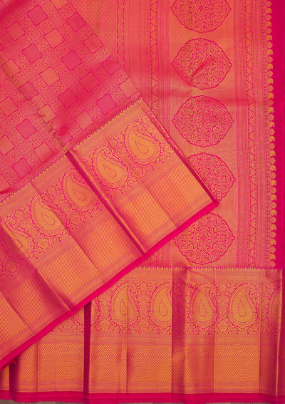 Onion Pink Zariwork Pure Silk Saree-Koskii